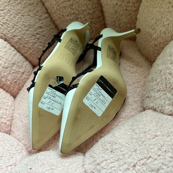 WHBM White & Black Studded Sling back pumps size 8 - Picture 5 of 7